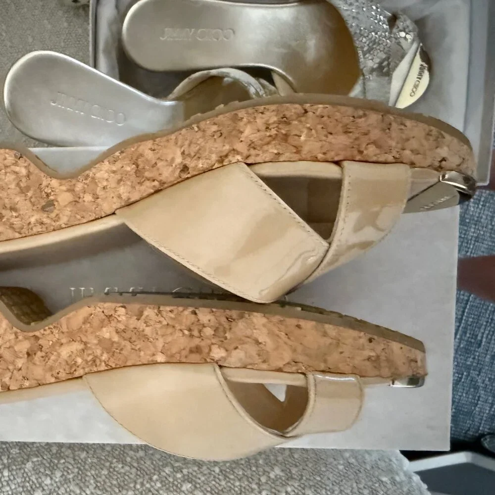 Jimmy Choo Panna wedges w gold tip 39 US 8.5 - Picture 2 of 7
